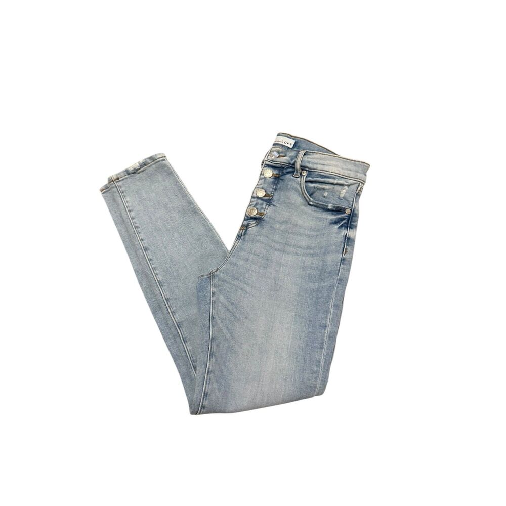 High Waist Skinny Button-Up Jeans by Loft